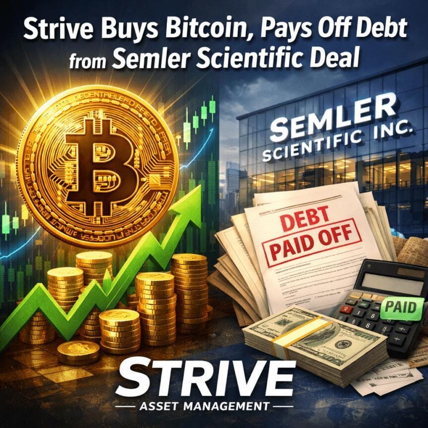 **Headline:** Strive Reduces Debt from Semler Scientific Acquisition and Increases Bitcoin Holdings