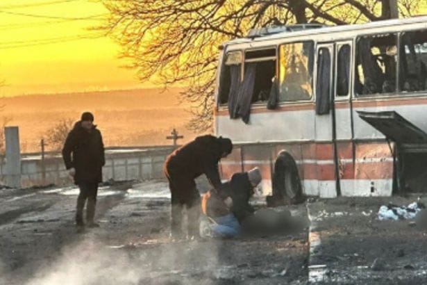 **Headline:** Drone strike in Ukraine kills 12 civilians on bus