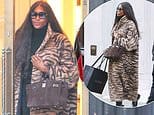 **Naomi Campbell Spotted Wearing Animal Print Coat During Shopping Trip in Mayfair**