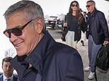 **Headline:** George and Amal Clooney Depart Milan Airport After Attending Winter Olympics