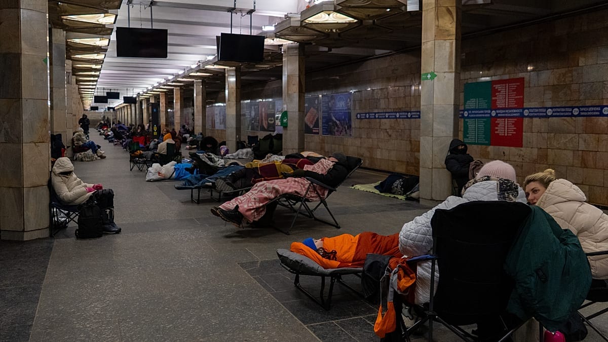 Kyiv residents shelter in metro stations as Russian air strikes resume