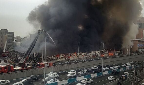 **Headline:** Major Fire Destroys Market in Tehran, Smoke Visible from Miles Away