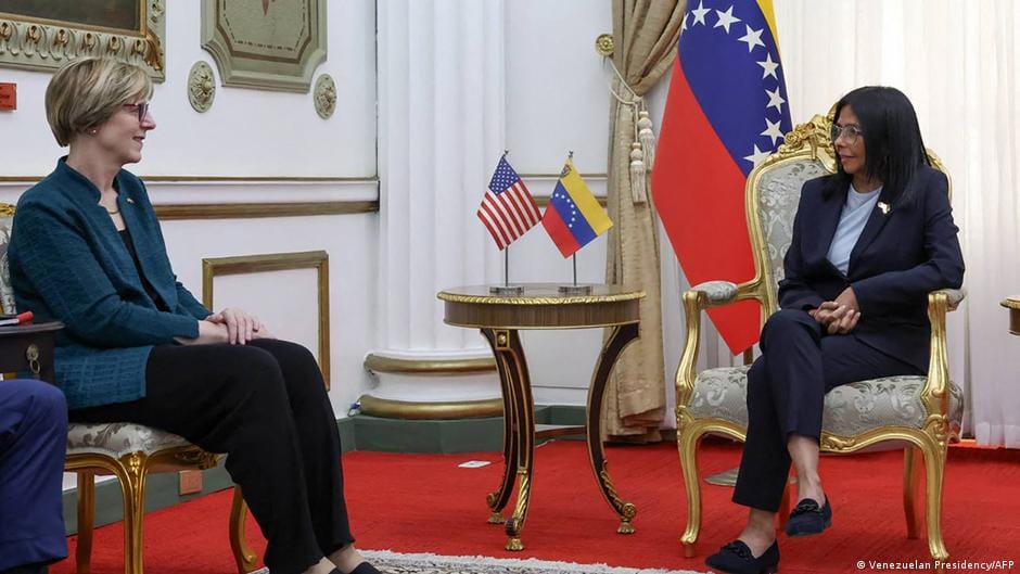**Headline:** Venezuela’s Interim President Delcy Rodriguez Holds Talks with US Envoy