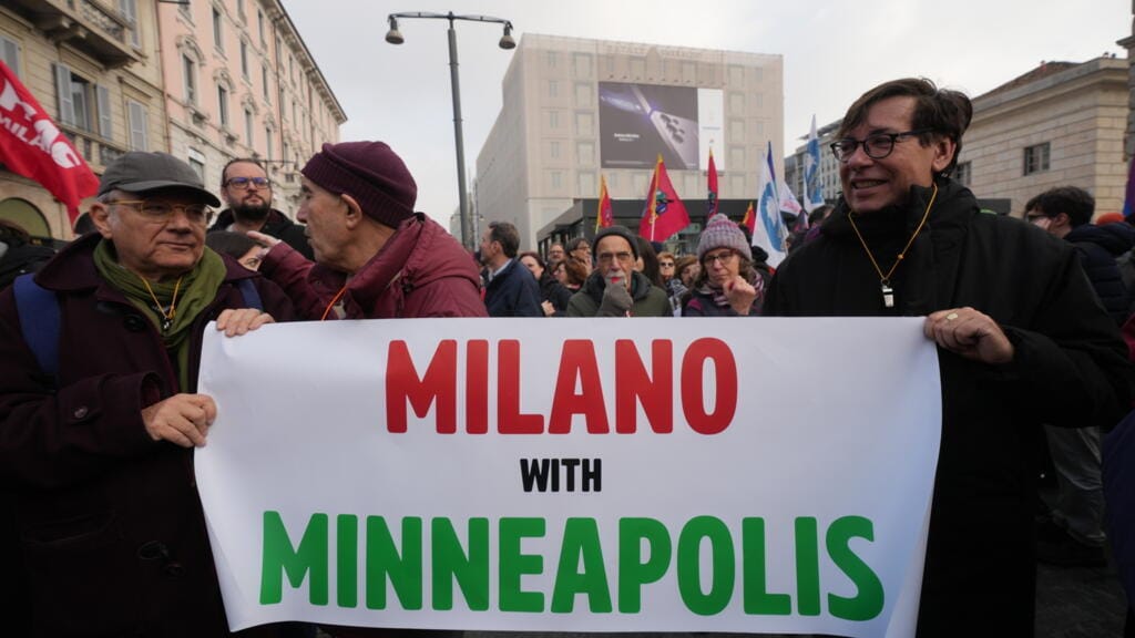 **Headline:** Protesters in Milan Oppose US ICE Presence at Winter Olympics
