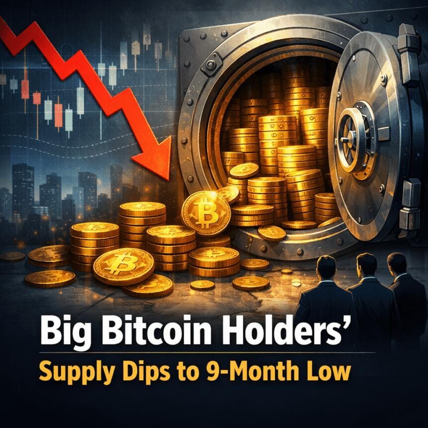 **Headline:** Supply Held by Large Bitcoin Investors Falls to Lowest Level in Nine Months