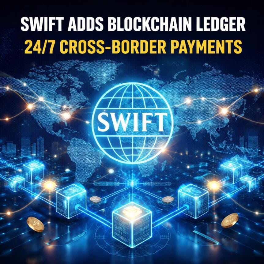 **Headline:** Swift to Integrate Blockchain Ledger for Continuous Cross-Border Payments