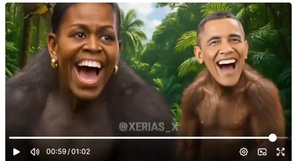 **Headline:** Donald Trump Shares Controversial AI-Generated Video Targeting the Obamas